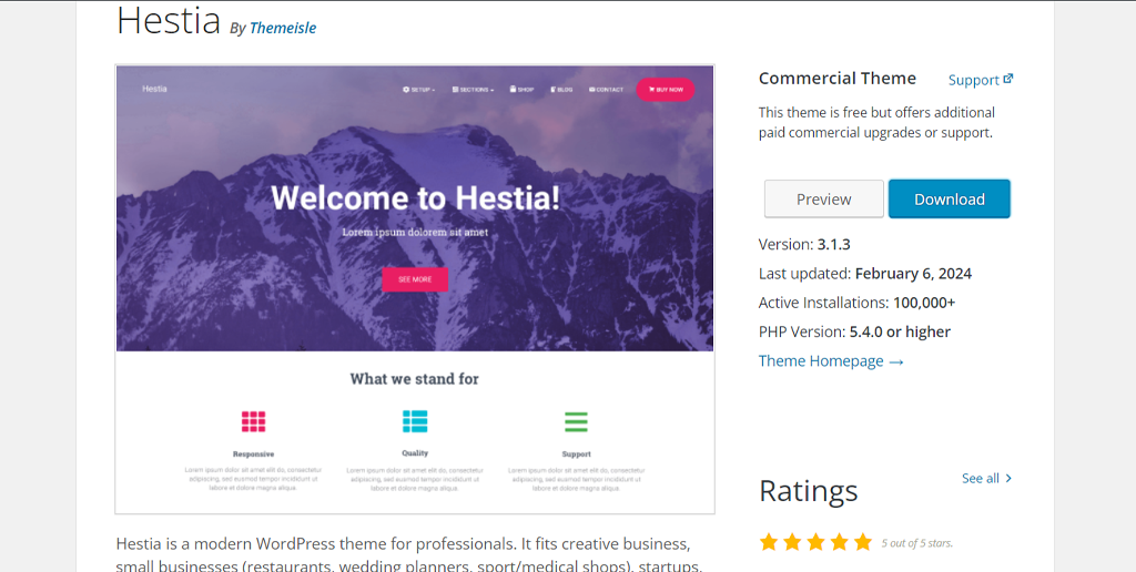 15+ 适合博客、电子商务和商业的最佳 WordPress 主题 6 Hestia