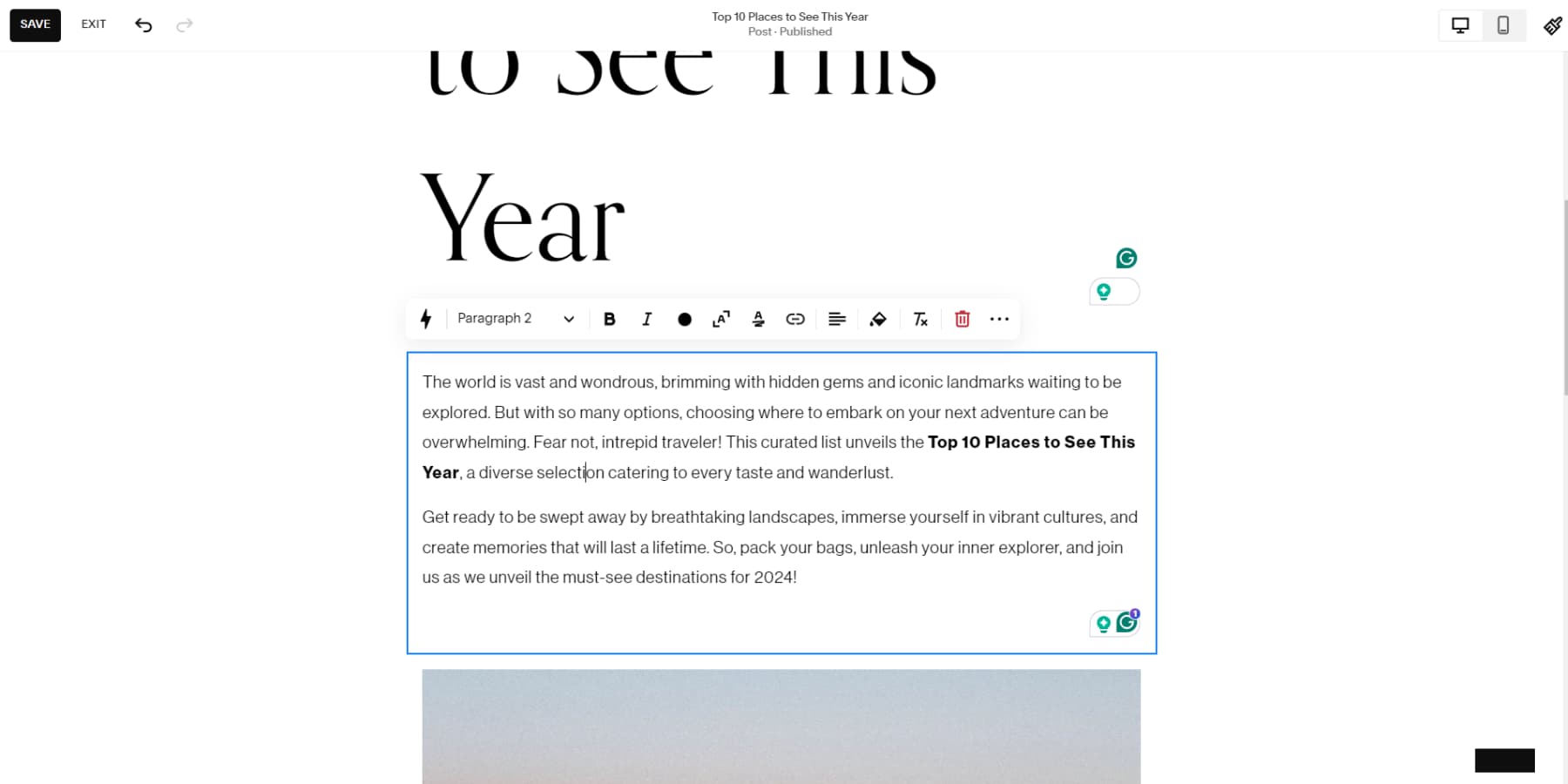 Ein Screenshot des CMS-Systems von Squarespace