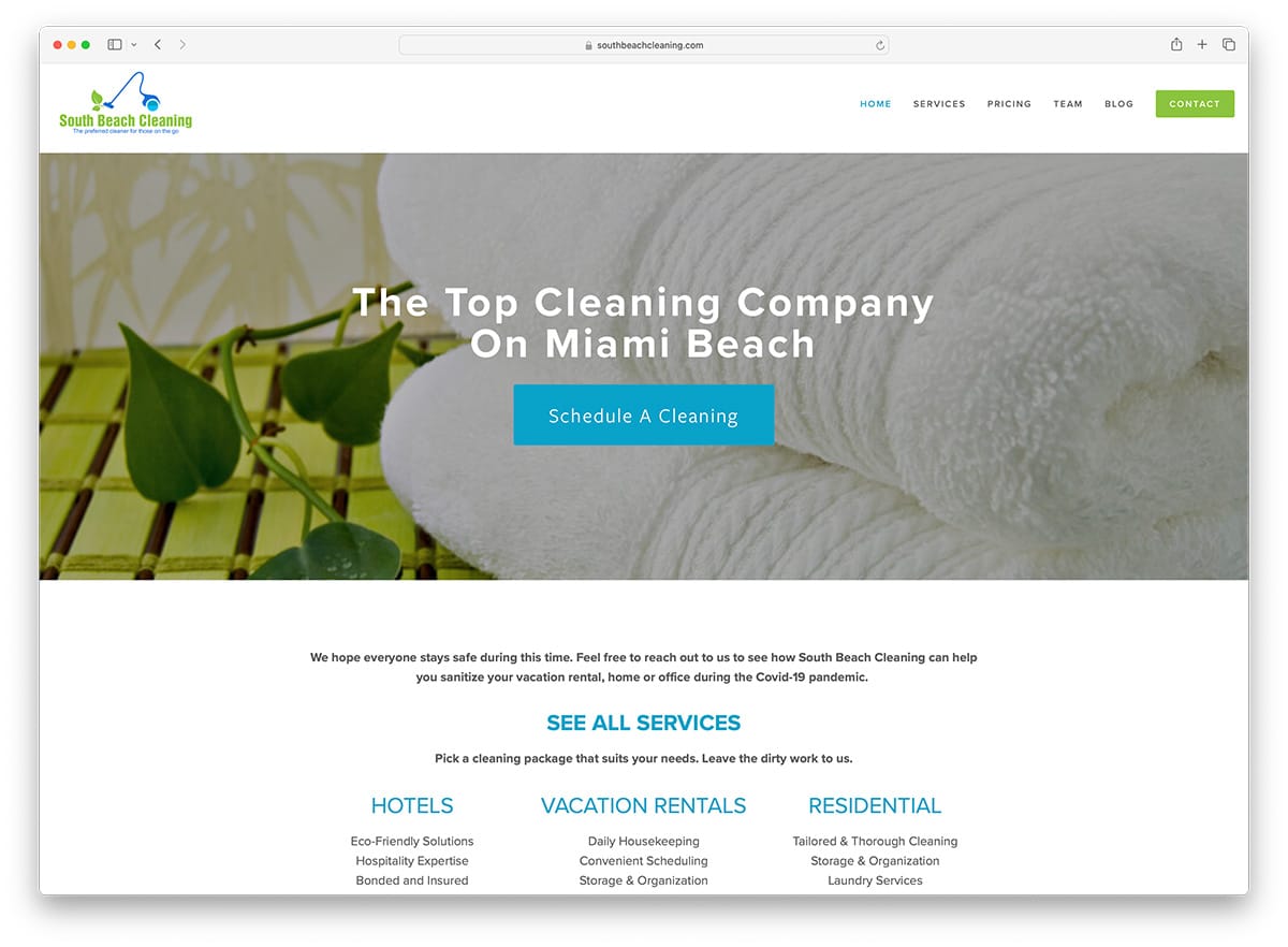 サウスビーチ清掃会社のウェブサイト