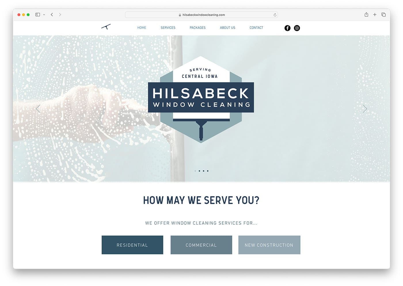 Strona internetowa firmy zajmującej się czyszczeniem okien Hilsabeck