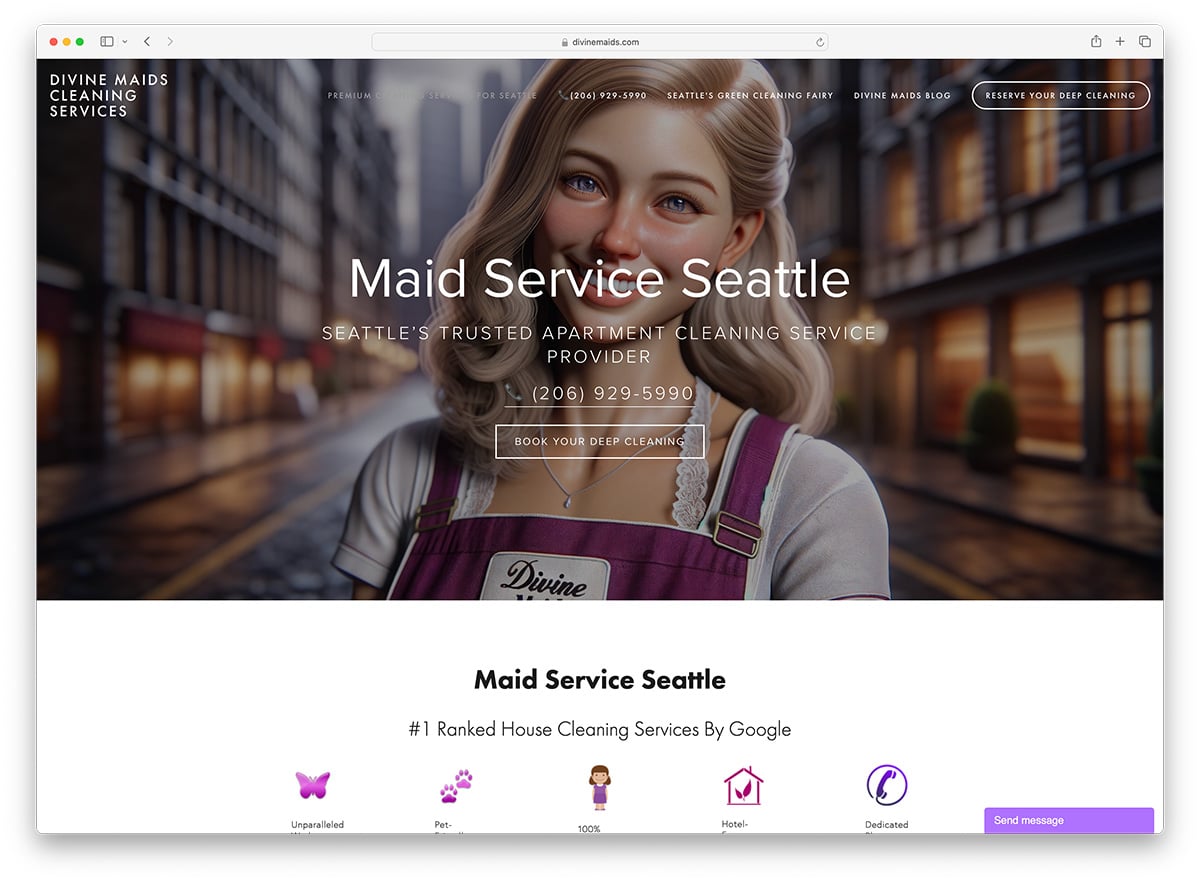 Divine Maids – Website mit KI-generierten Bildern