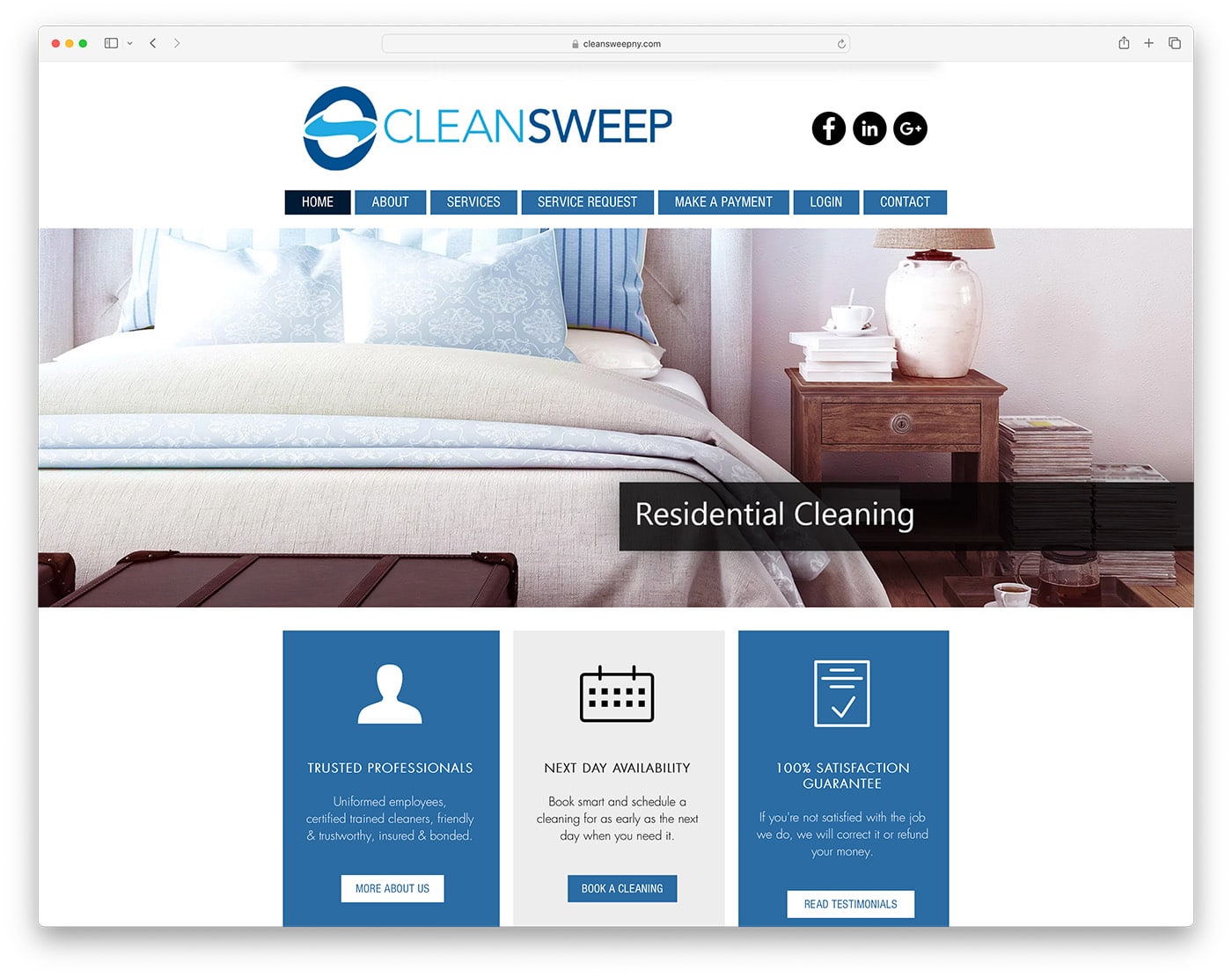 Site-ul companiei Clean Sweep
