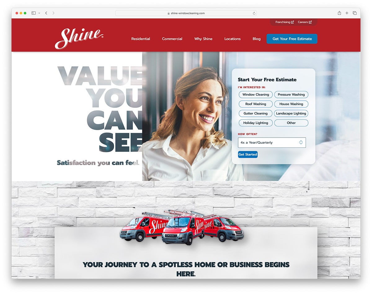 Shine 窗户清洁网站示例