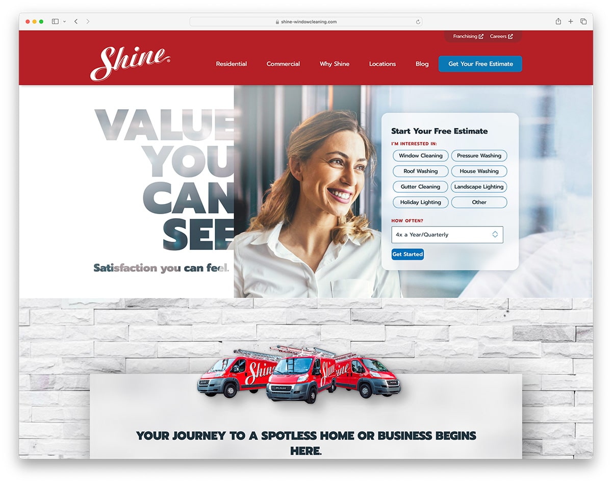 Exemple de site Web Shine Window Cleaning