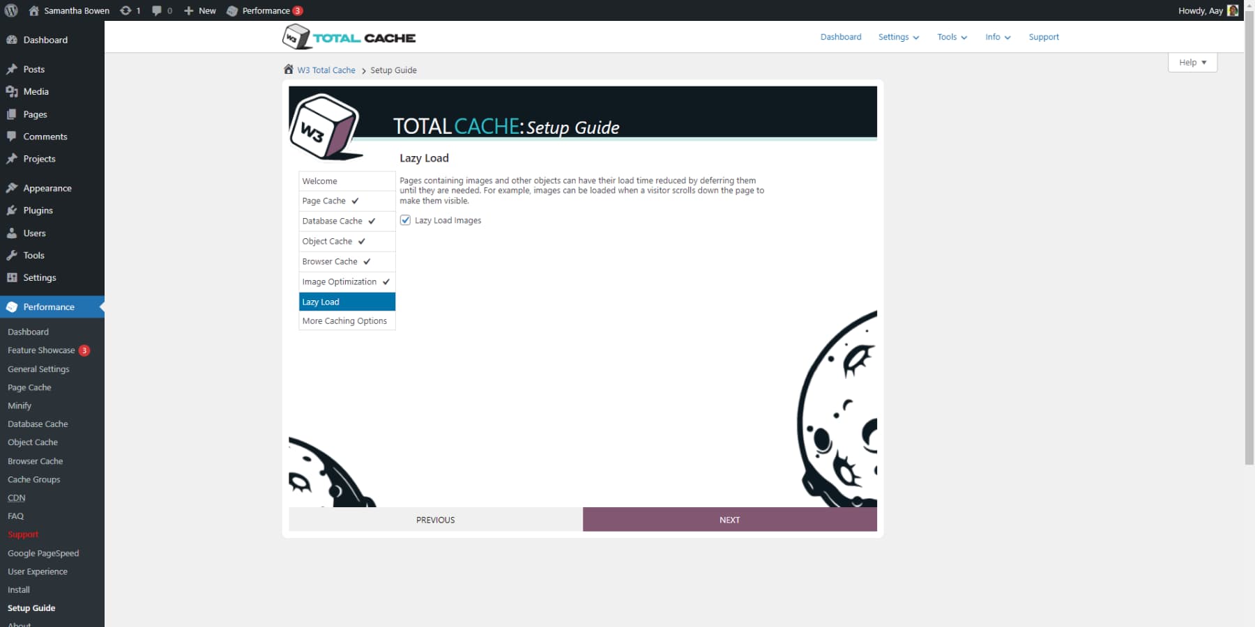 Ein Screenshot von W3TCs Lazy Load