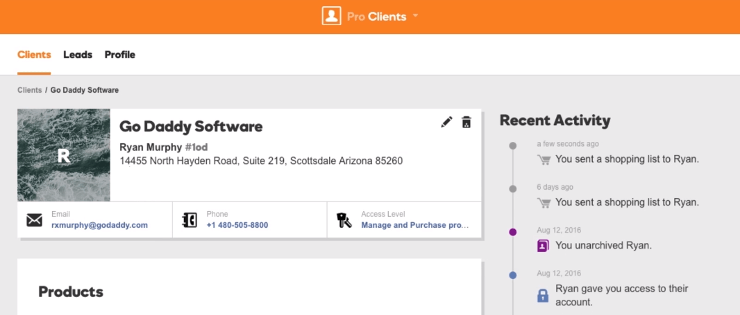 O painel do Pro Sites.