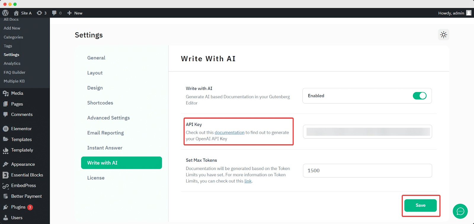 BetterDocs schreiben mit KI BetterDocs Write With AI