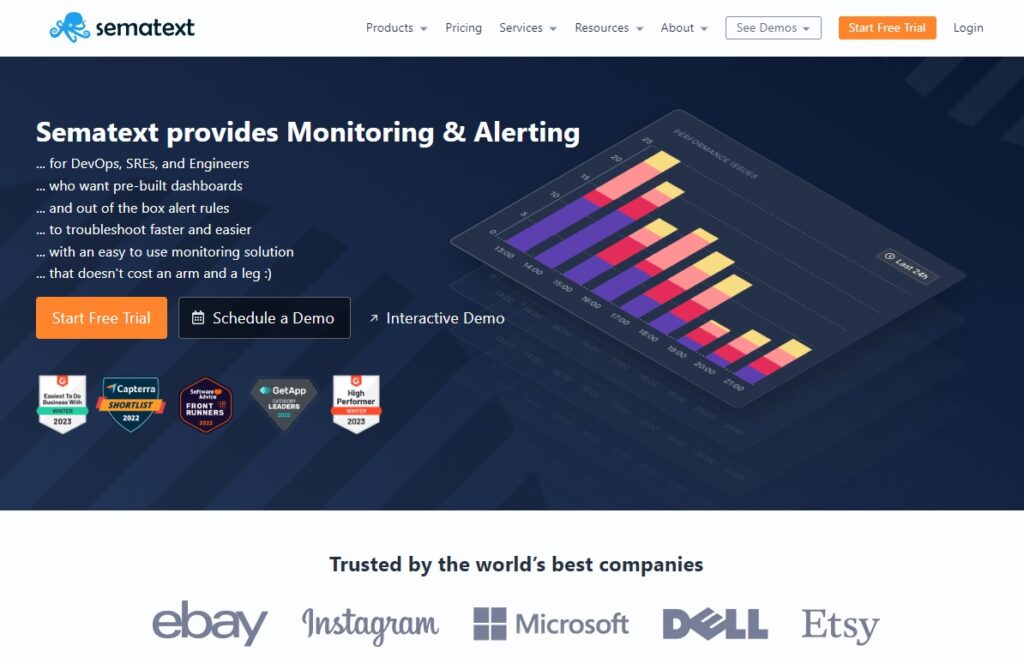 strumenti di monitoraggio del tempo di attività del sito Web sematext