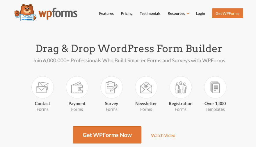 เครื่องมือสร้างแบบฟอร์ม WPForms สำหรับ WordPress