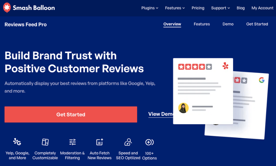 適用於 WordPress 的 Smash Balloon Reviews Feed Pro 插件