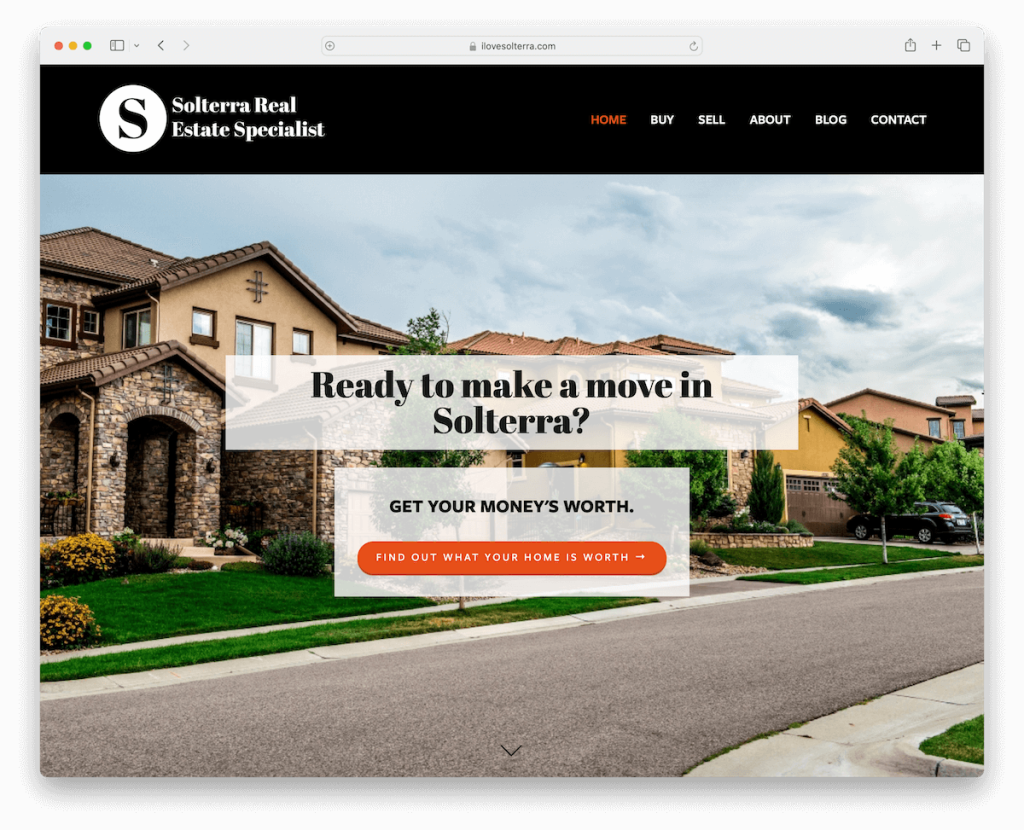 sitio web de squarespace especialista en bienes raíces de solterra