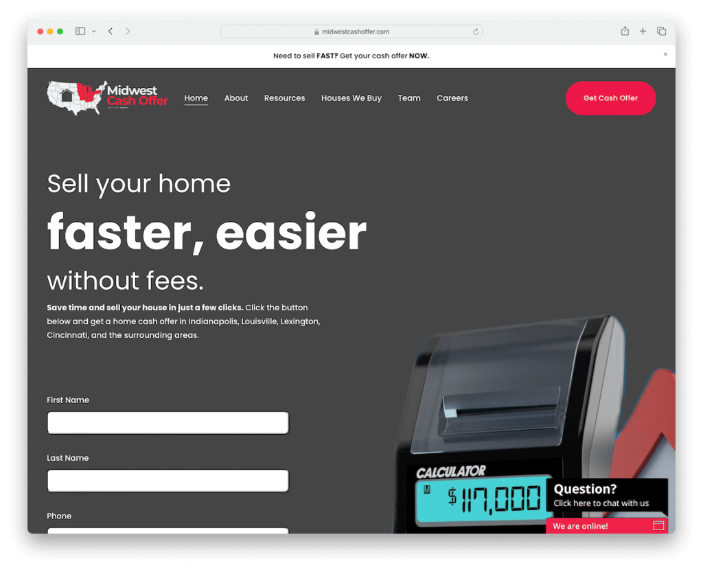 Midwest Cash Offer Squarespace site