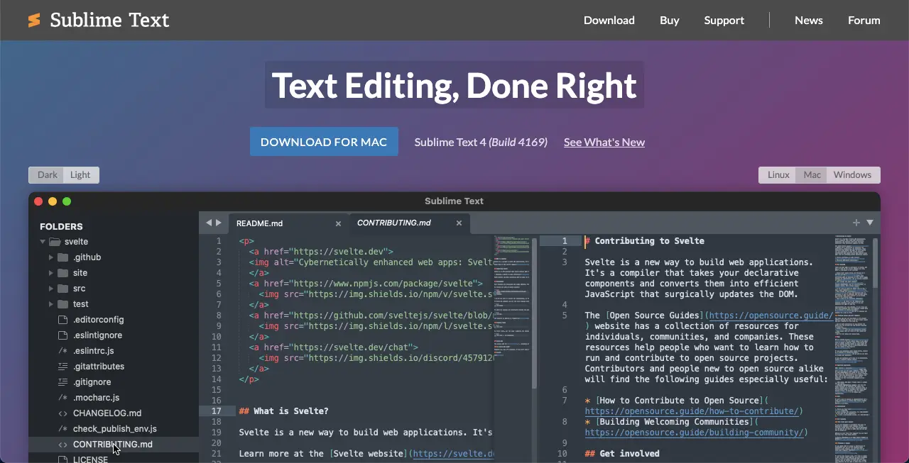 12+ beste Code-Editoren für die Webentwicklung (kostenlos und Premium) 2 Sublime Text