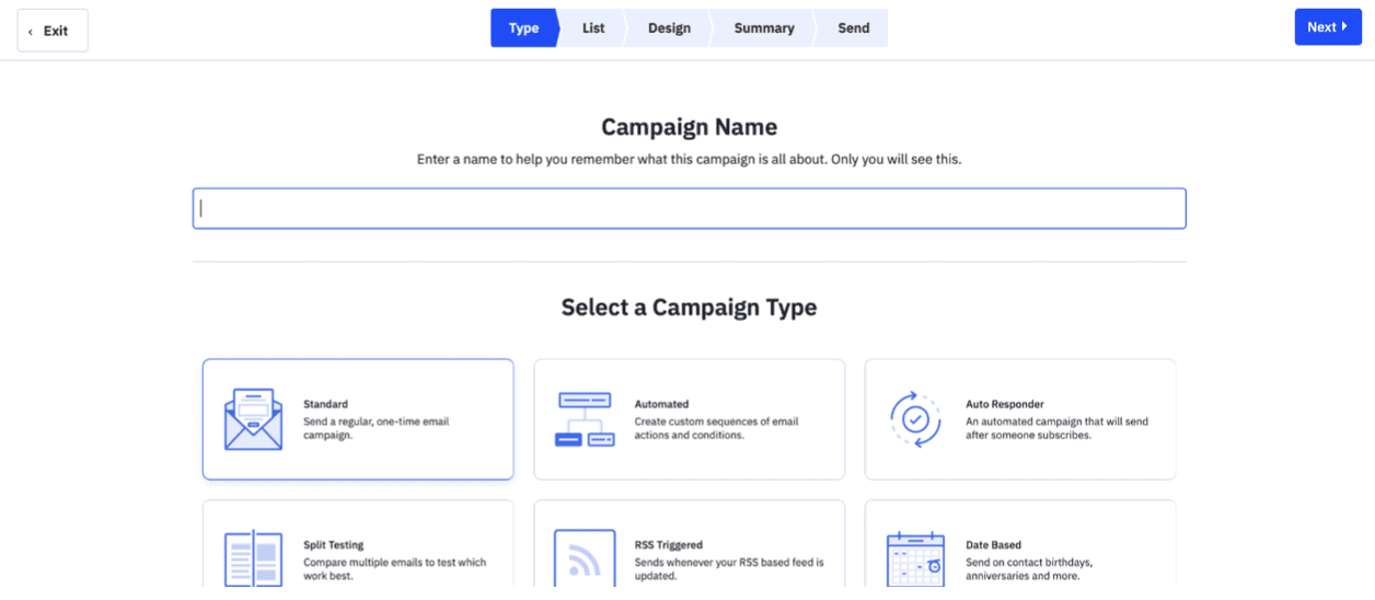 Types d'e-mails ActiveCampaign