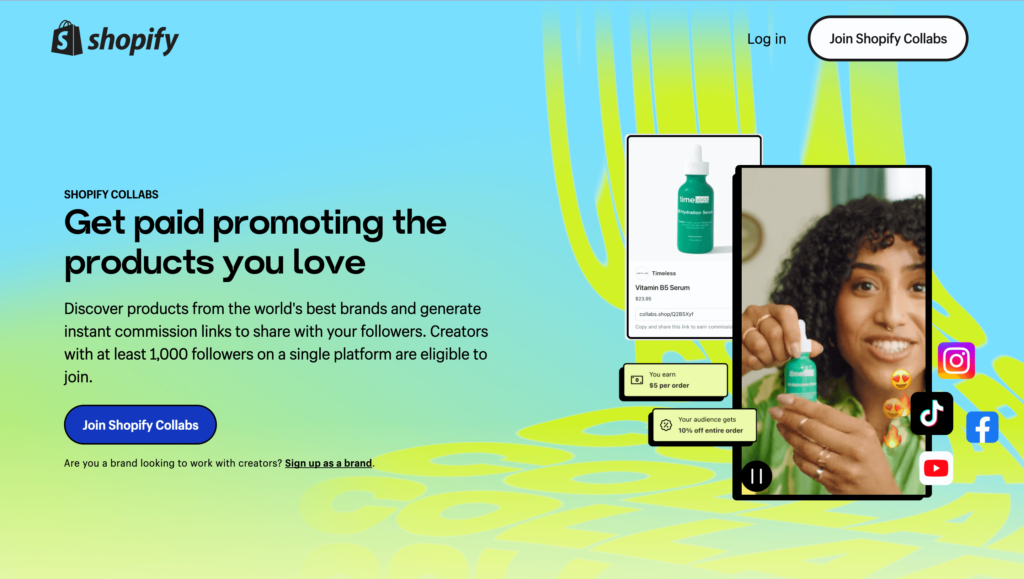 Shopify Colab - Instrument gratuit de marketing pentru influenți