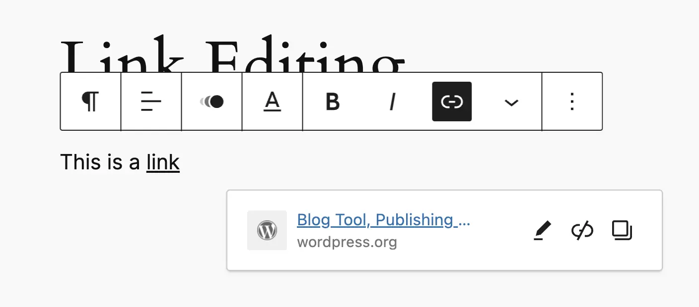 WordPress 6.5 中的链接编辑