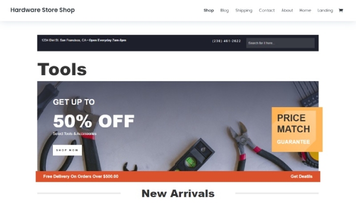 12 meilleurs thèmes et modèles WordPress pour la boutique d'outils 2024 4 scrnli 2 28 2024 11 53 04 PM 1