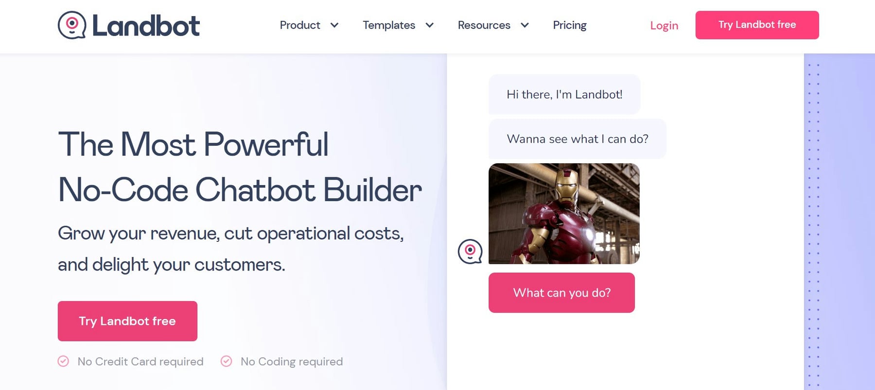 หน้าแรกของ Landbot AI Chatbot