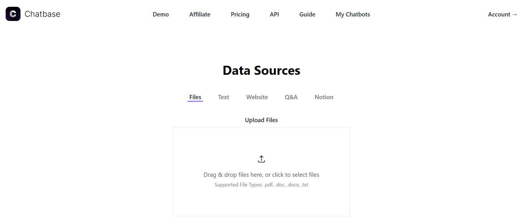 Tampilan Sumber Data Chatbase