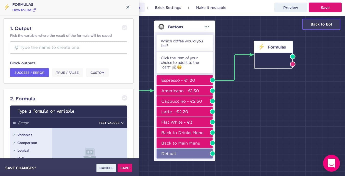 Landbot Chatbot สำหรับตัวอย่างอีคอมเมิร์ซ