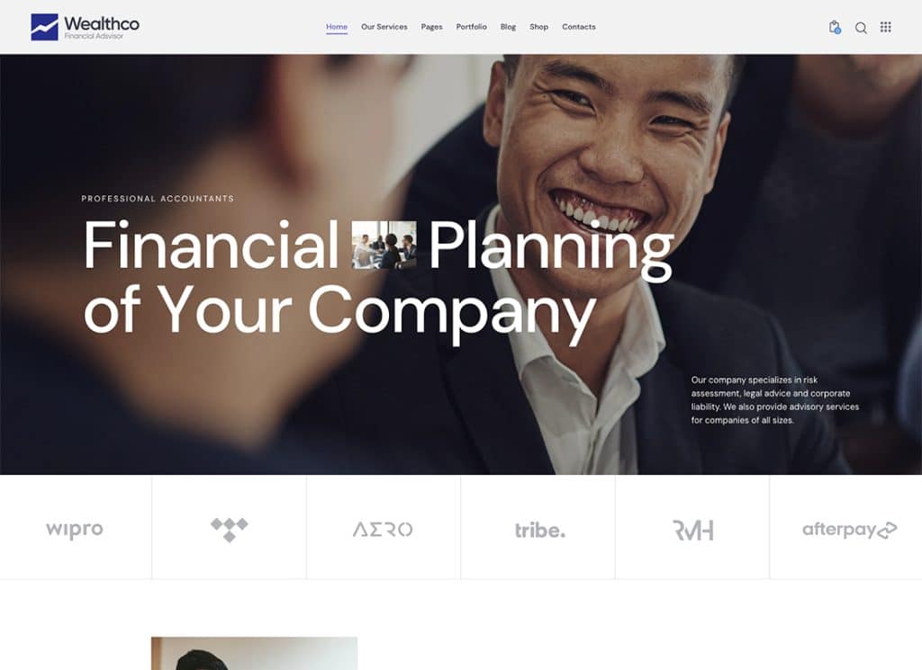 WealthCo - ビジネスおよび財務コンサルティングの WordPress テーマ