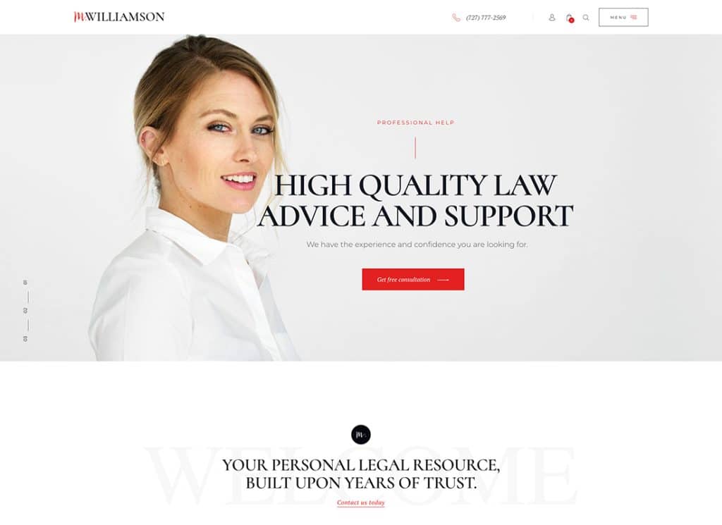 M.Williamson - 弁護士および法律顧問の WordPress テーマ