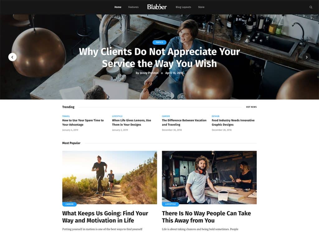 Blabber — motyw bloga i magazynu Elementor