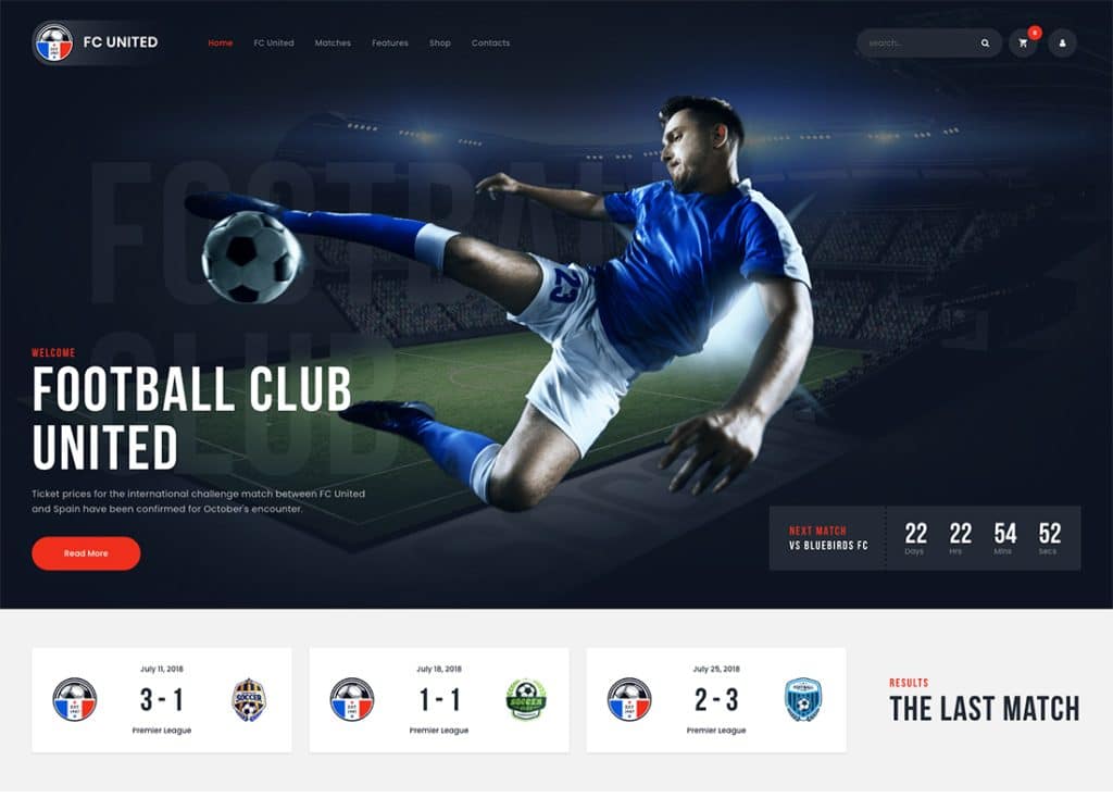 FC United - Temă fotbal, fotbal și sport