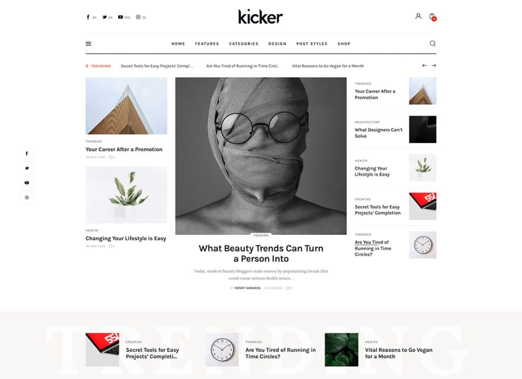 Kicker - Tema della rivista blog