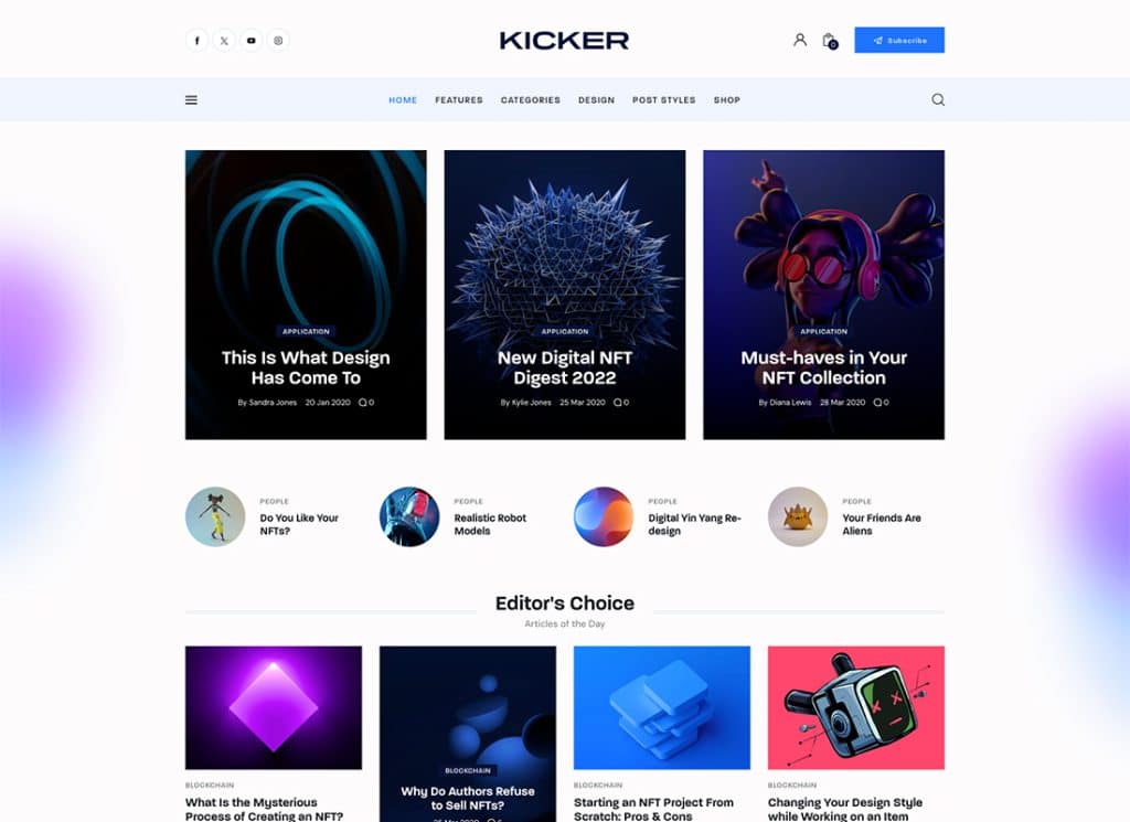 Kicker – motyw magazynu blogowego