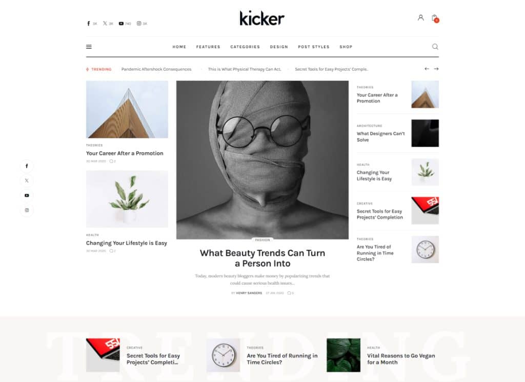 Kicker – motyw magazynu blogowego