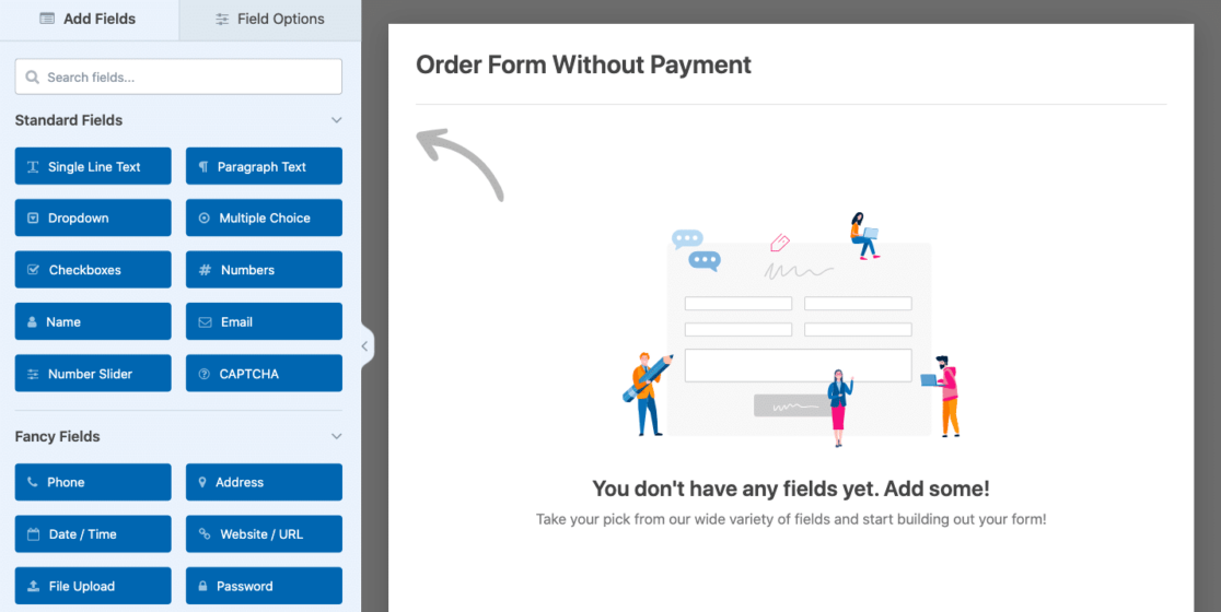 Loading a blank form in the form builder