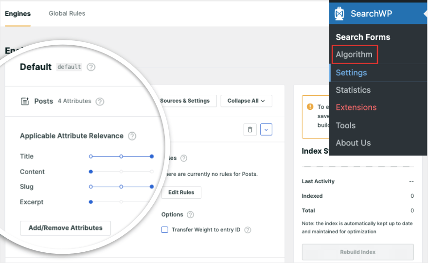 Algorithme par défaut dans SearchWP