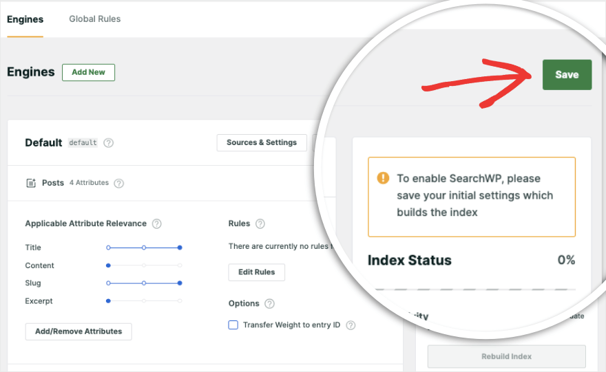 Simpan mesin pencari default