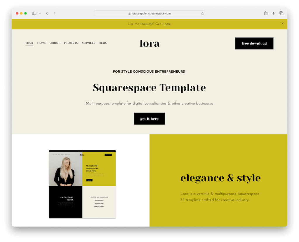 lora squarespace danışman şablonu