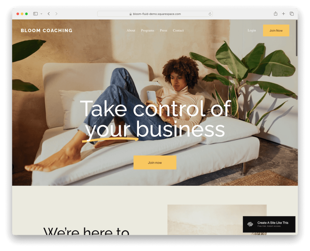 modèle de consultant Bloom Squarespace