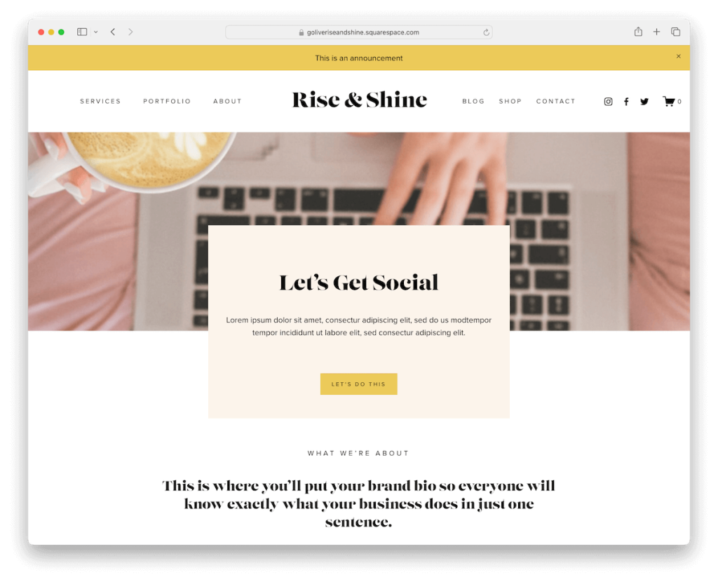 modèle de consultant Rise and Shine Squarespace