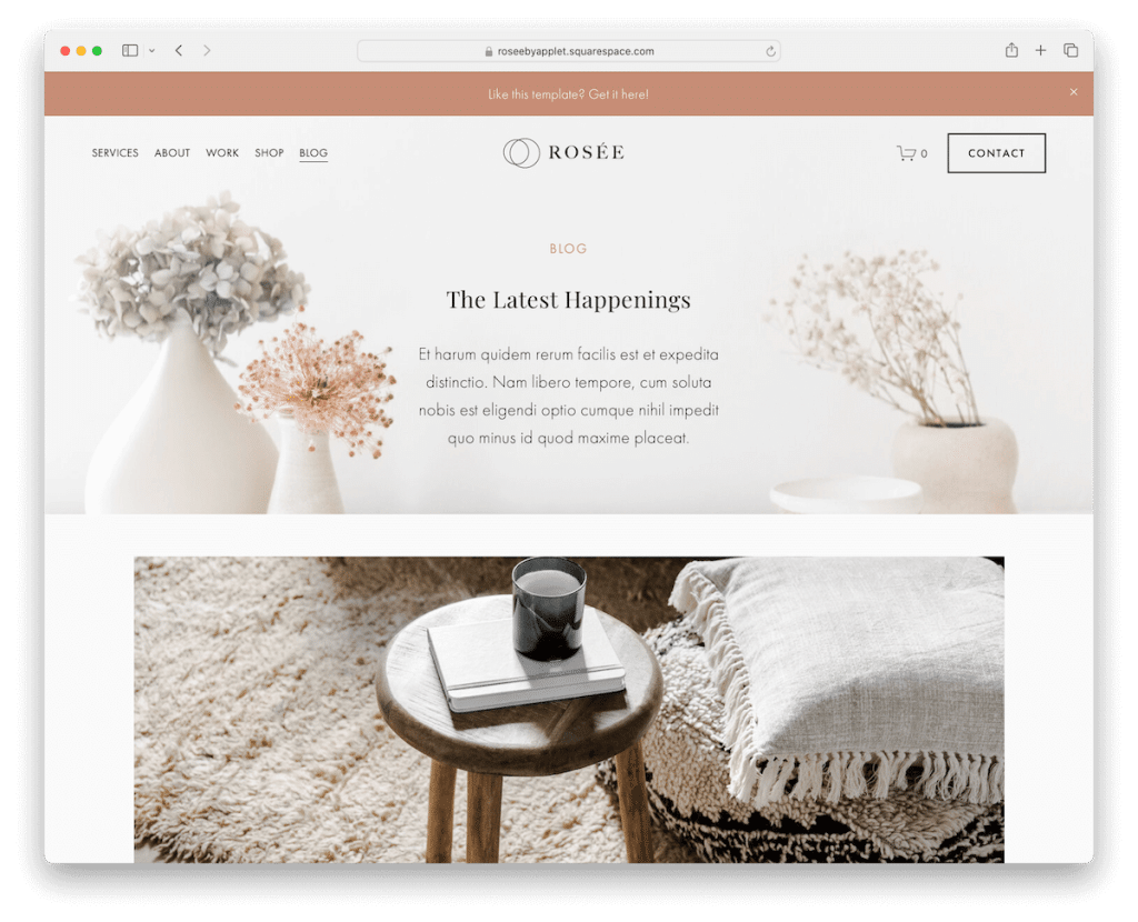 rosee squarespace blog şablonu