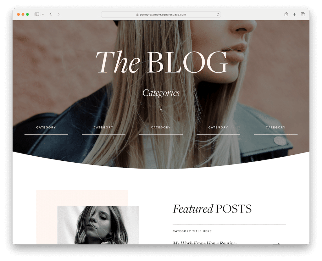 modèle de blog Penny Squarespace