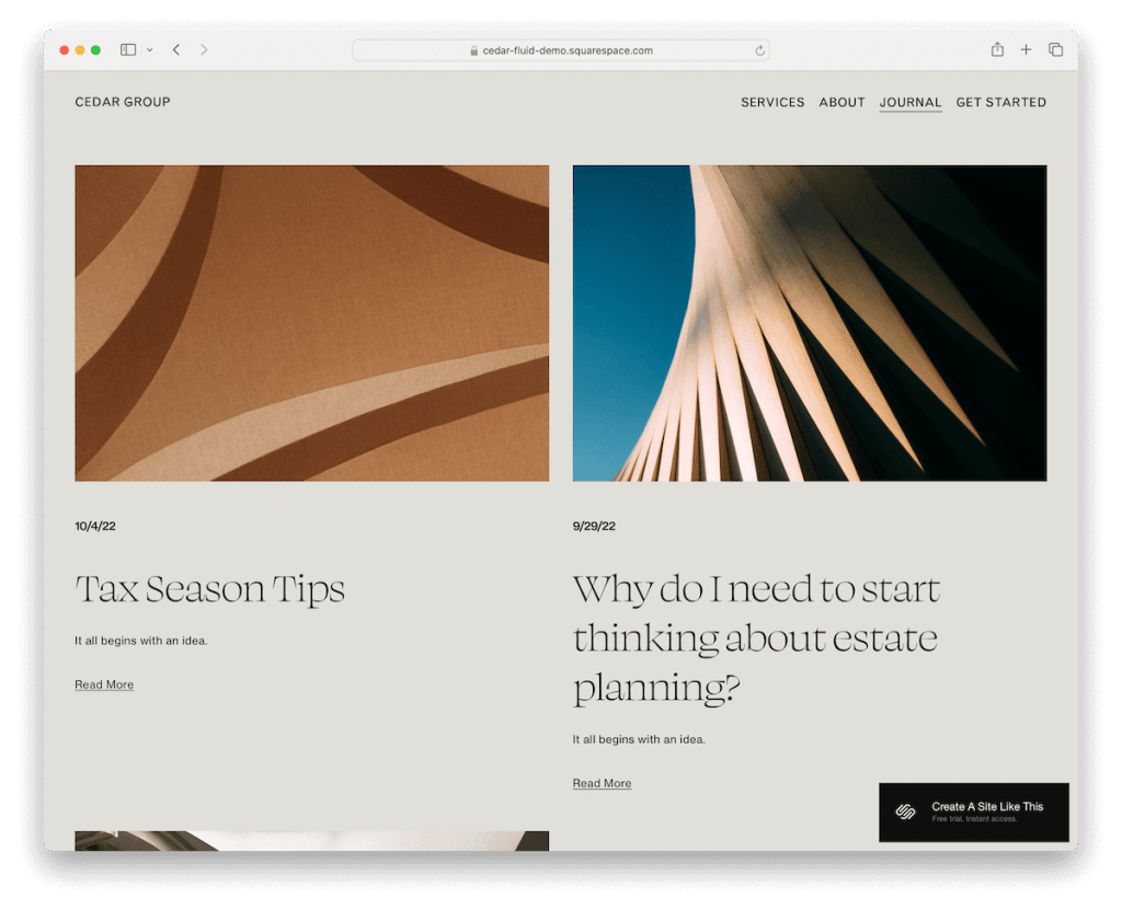 sedir squarespace blog şablonu