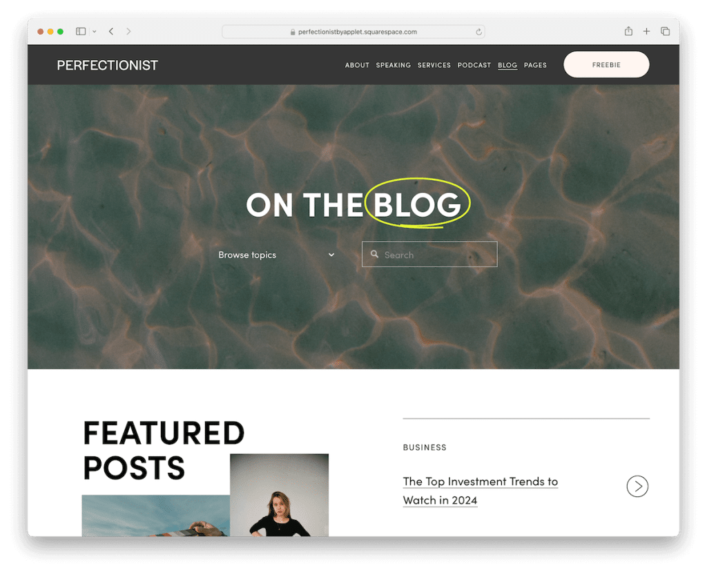 modelo de blog perfeccionista do squarespace