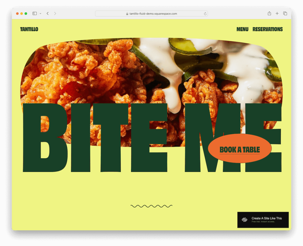 tantillo squarespace restoran şablonu