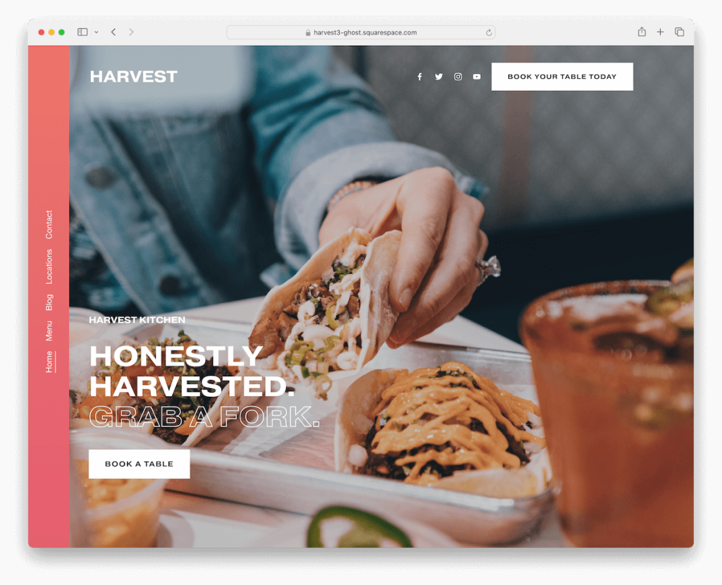 Шаблон ресторана Squarespace для сбора урожая