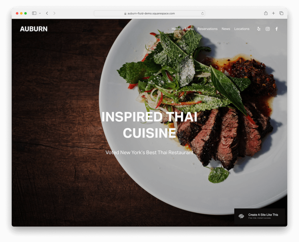 เทมเพลตร้านอาหารออเบิร์น Squarespace