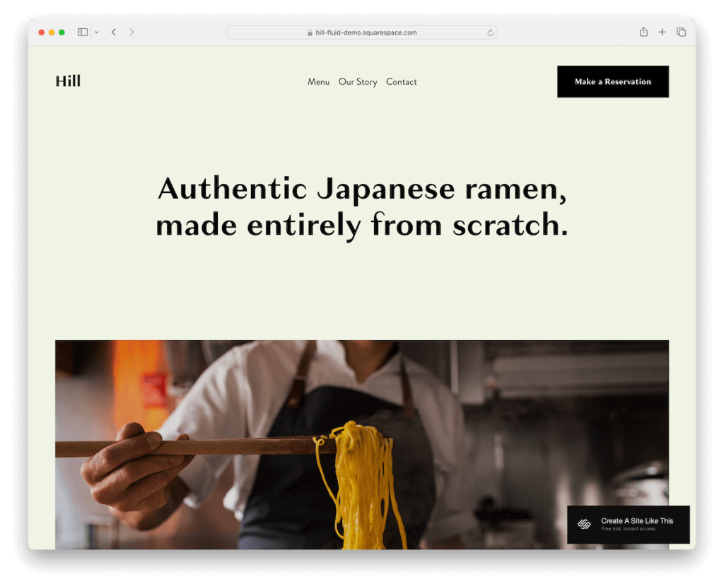 Шаблон ресторана Hill Squarespace
