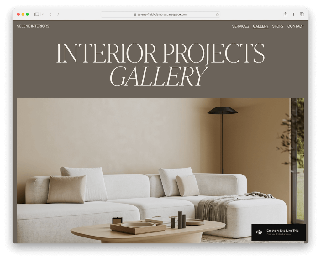 szablon portfolio selene Squarespace