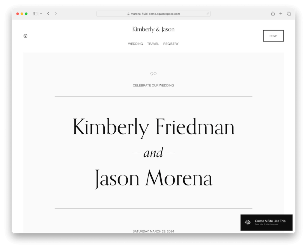 modèle de mariage morena squarespace