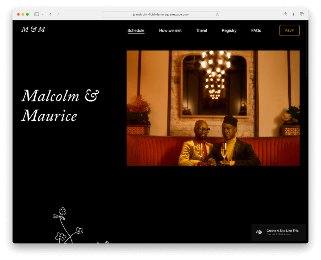 modèle de mariage Malcolm Squarespace