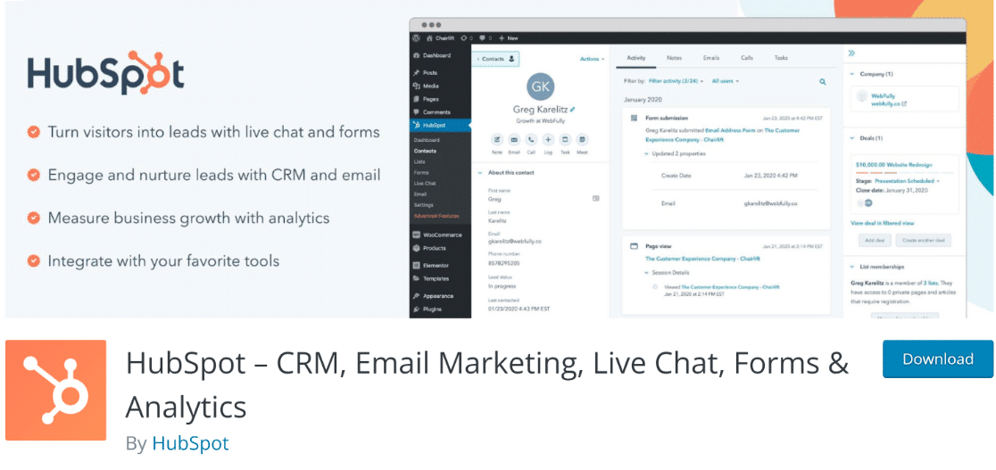 hubspot wordpress plugin