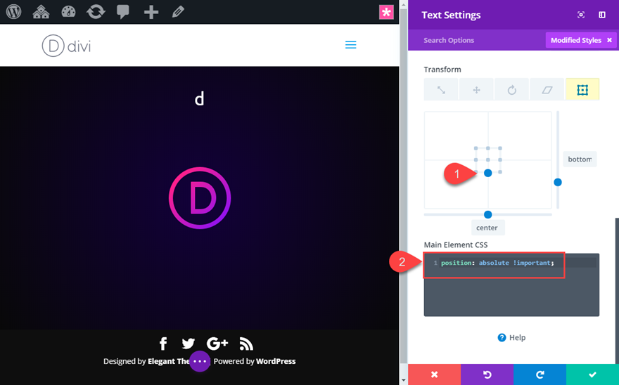 conceptions de texte incurvées divi